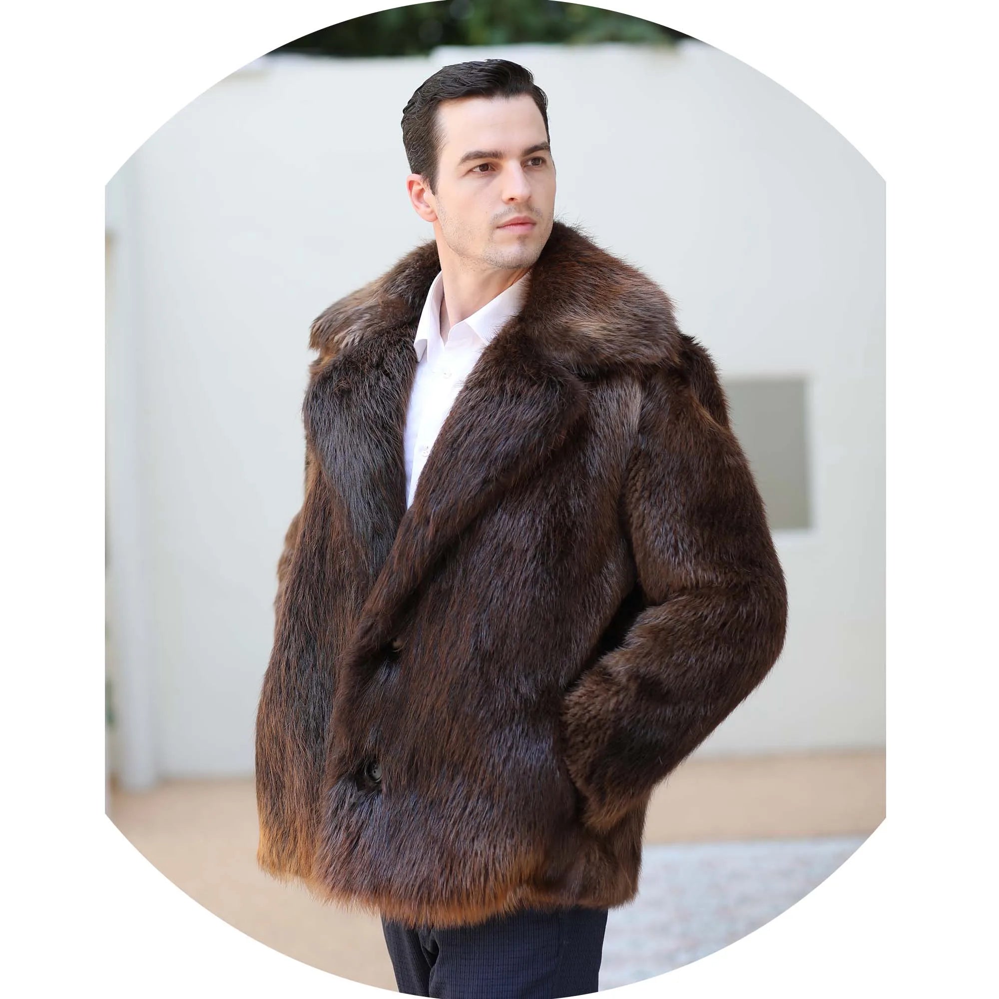 Customized Classic Desgin Plus Size Winter Mens Beavr Fur Jacket Coat