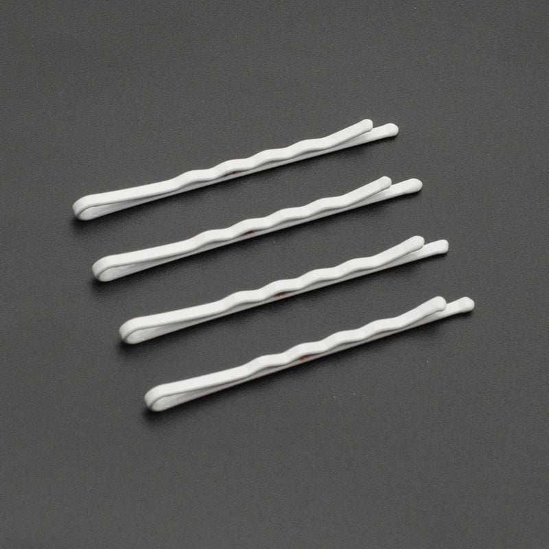 2mm* 5.5cm White Waved Metal Bobby Pins Clips Plain Hair Slider Hairpins for Nurse DIY Hair Accessories