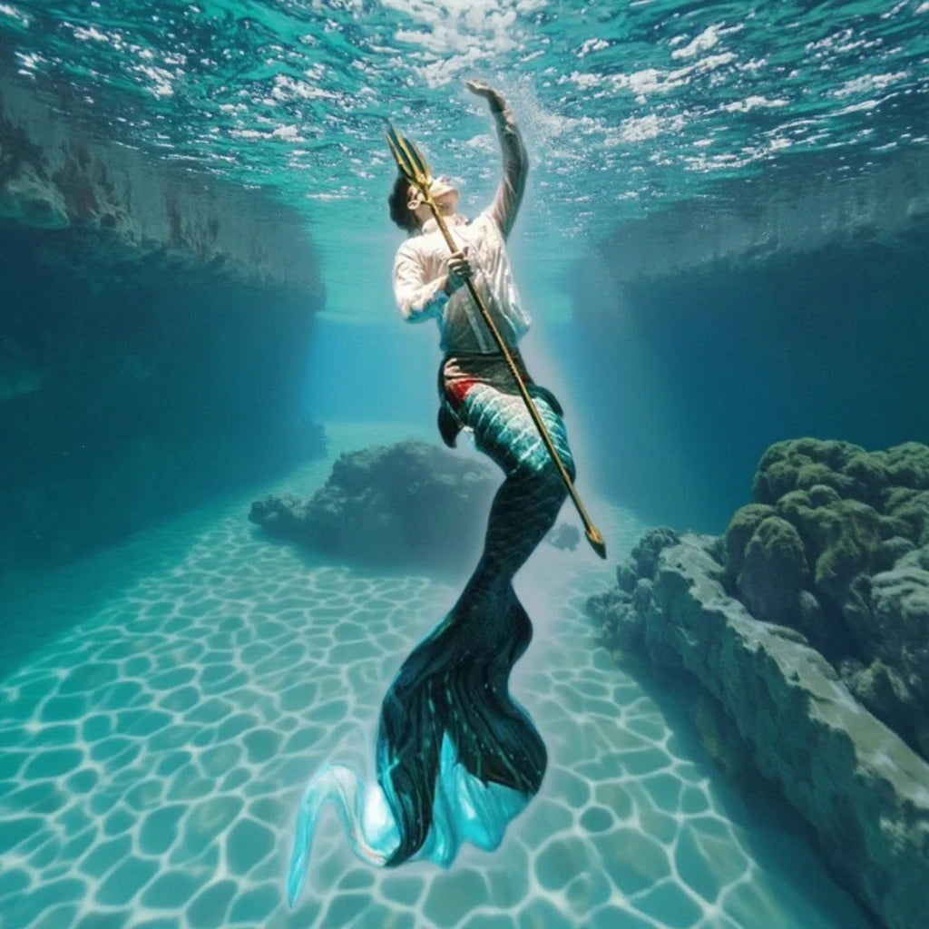 Mermaid Tails Swim Monofin 2 Piece Set with Print Design Spandex/Polyester Material High Quality Unisex