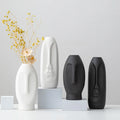 Wholesale Ceramic White Black Vase Morden Dried Flower Vase Home Decor Minimalist Ceramic Flower Vases