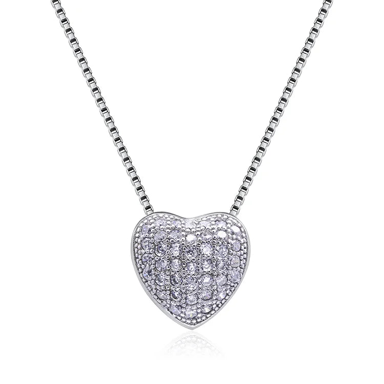 New Arrived Fashion 925 Sterling Jewelry Necklaces Rhodium Plated Love Heart Necklace Sterling Silver