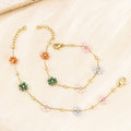 Hand Made Resin Acrylic Flower Chain Bracelet 18K Gold Plated Colorful Daisy Flowers Stainless Steel Bead Bracelet