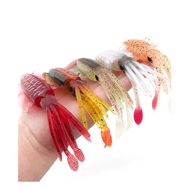 Guosong Artificial Soft Bait 60g 15cm Octopus Lead Head Slow Jigging Squid Lure with Assist Hook for River and Sea Fishing