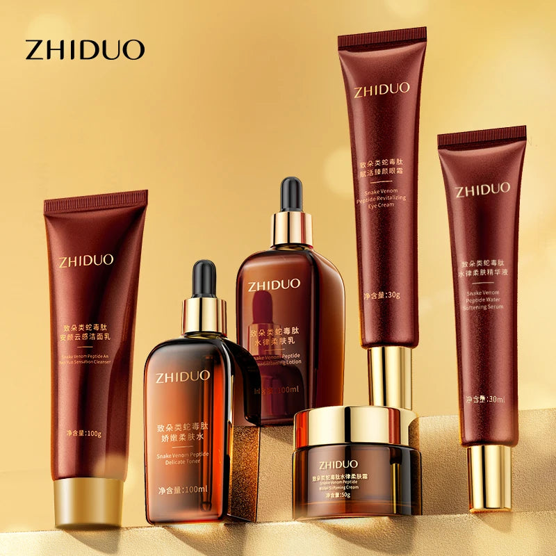 ZHIDUO OEM Private Label Difibromyeast Polypeptides Skin Care Whitening Moisturizing Natural Organic Anti Aging Skin Care Set