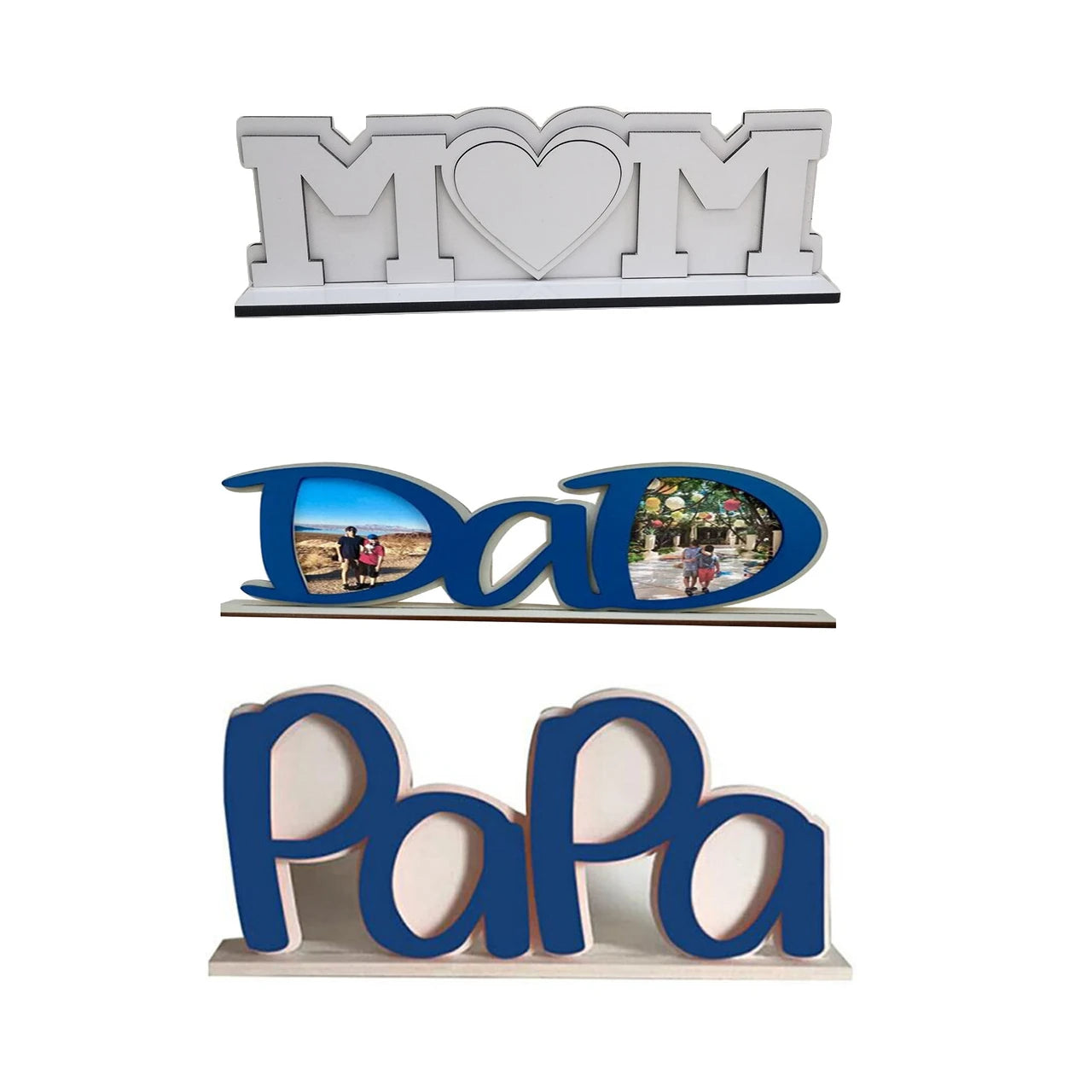 DIY Custom Logo Photo Print Plaques UV Printed Blank Wood MDF for Love Photo Frame Ornament Mother's Day Gift for Mom Dad Papa