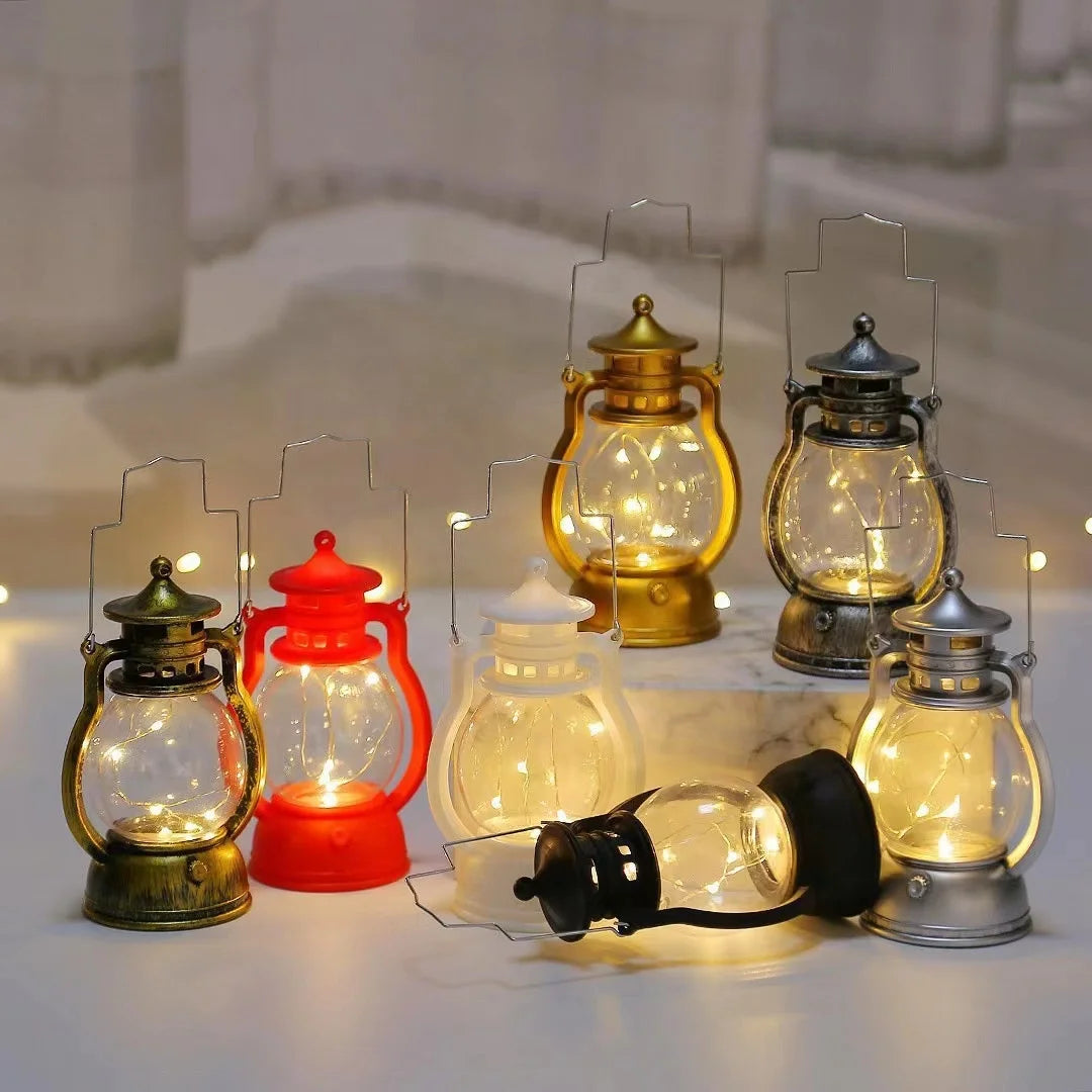 LED Christmas Plastic Lantern Candlestick LED Lamp Night Light Snowman Santa Claus Decoration Desktop Mini Christmas Lantern