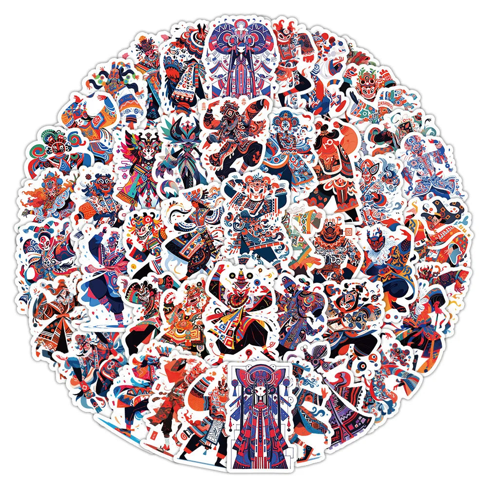 60PCS Chinese culture tradition opera show funny shadow puppet sticker