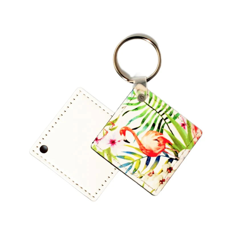 Qualisub Custom Square PU Leather Keychain Blanks for Sublimation