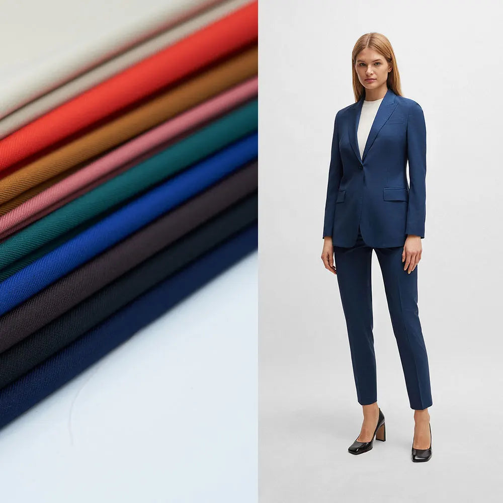Heavyweight Polyester Spandex Stretch Twill Fabric for Women's Dresses and Pants Breathable Organic Suit Lining