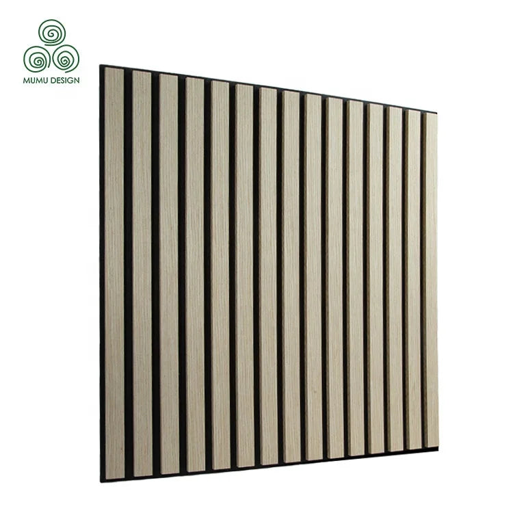 MUMU Acoustic Divider Fabric Wrapped Soundproof Disco Office Partition Wooden Slatted Wall Panels