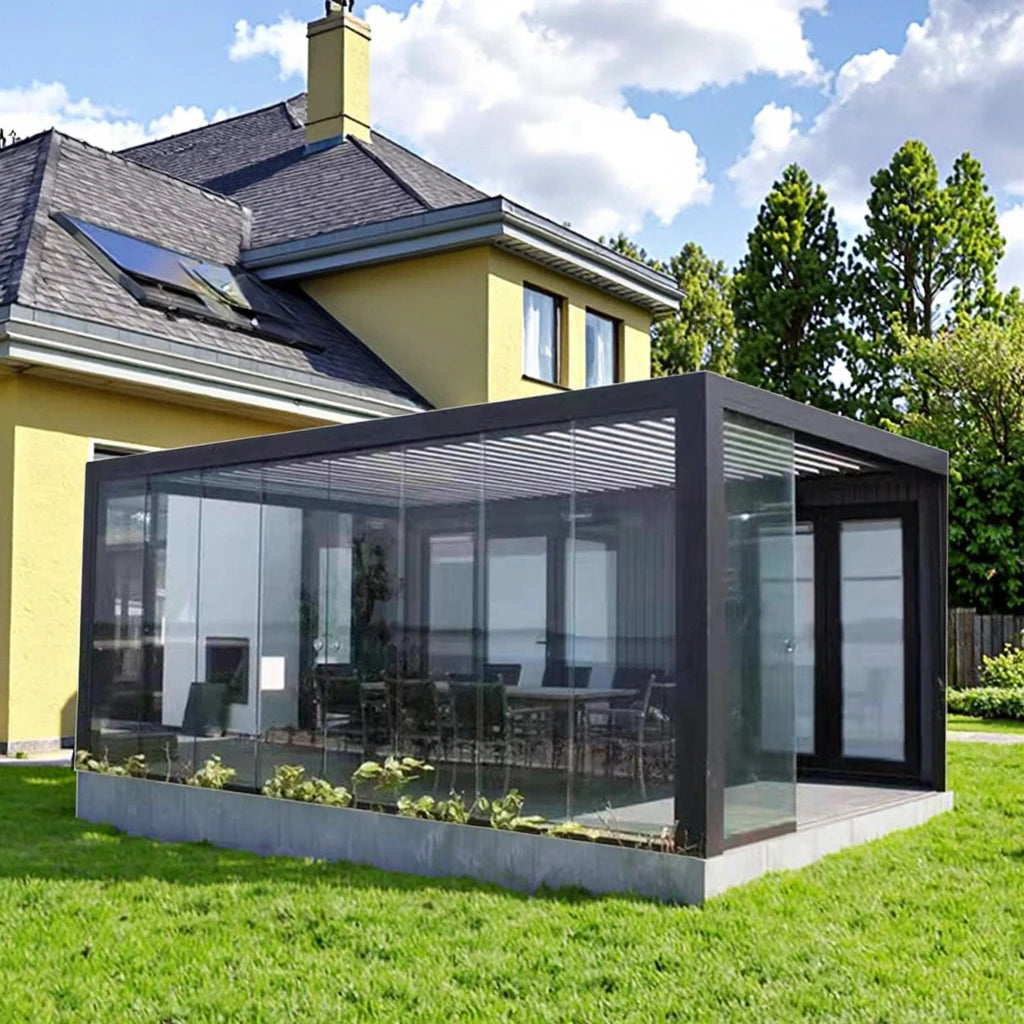 Aluminum Louvered Pergolas with Flip Blades UV and Wind Resistant & Short Lead Time for Outdoor Use