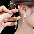 New Design Crystal Butterfly Cuff Earrings for Women Flower Tassel and Zircon Ear Clip No Piercing Featuring Pearls Diamonds