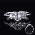14k White Gold Classic Style Vintage Design Antique Cushion Old Mine Cut Moissanite Three Stones Setting Ring
