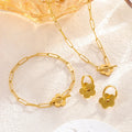 Personalized Stainless Steel 18K Gold Plated Small Flower Earrings Bracelet Necklace Jewelry Set for Women Wedding Party MegaBDM