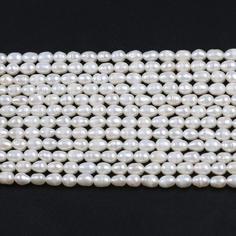 ZHUJI Factory Direct 4.8-5.2mm White Freshwater Rice Shape Freshwater Pearl Strand for Jewelry