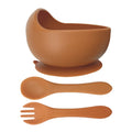 BPA Free Silicone Tableware Feeding Set Bebe Silicone Suction Bowl Bamboo Handle Spoons for Toddles Dining Food Grade