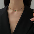 2022 Fashion New Stainless Steel 14K Gold Light Luxury Elegant Square Combination Colorful Zircon Choker Necklace