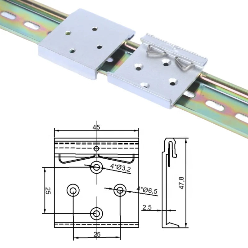 Aluminum Anodized Standard Guide Rail Buckle for Electrical Power Switch Bracket and Dehumidifier Installation Clamp