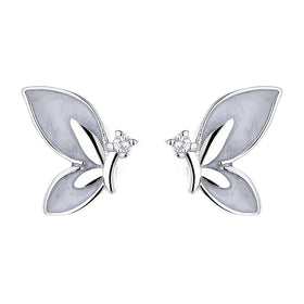 925 Sterling Silver Butterfly Earrings Female Simple Cold Wind Small Korean Temperament Niche Design Sense of Advanced