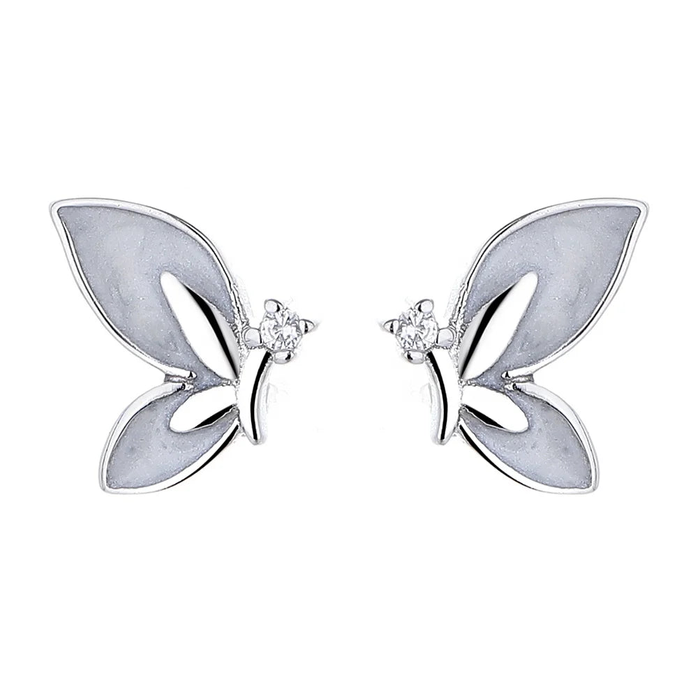 925 Sterling Silver Butterfly Earrings Female Simple Cold Wind Small Korean Temperament Niche Design Sense of Advanced