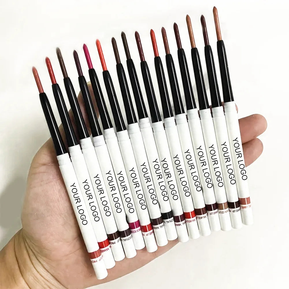 New Arrivals Private Label Matte Waterproof Lip Liner 15colors White Packaging Lip Liner Custom logo Creamy Lip Liner Pencil