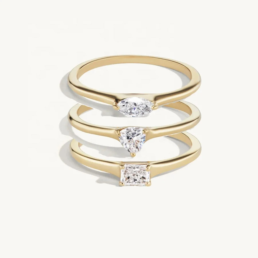 LOZRUNVE 925 Sterling Silver Jewelry Manufacturer Fashion Simple Sparkling Cubic Zirconia Center Stone Ring Set