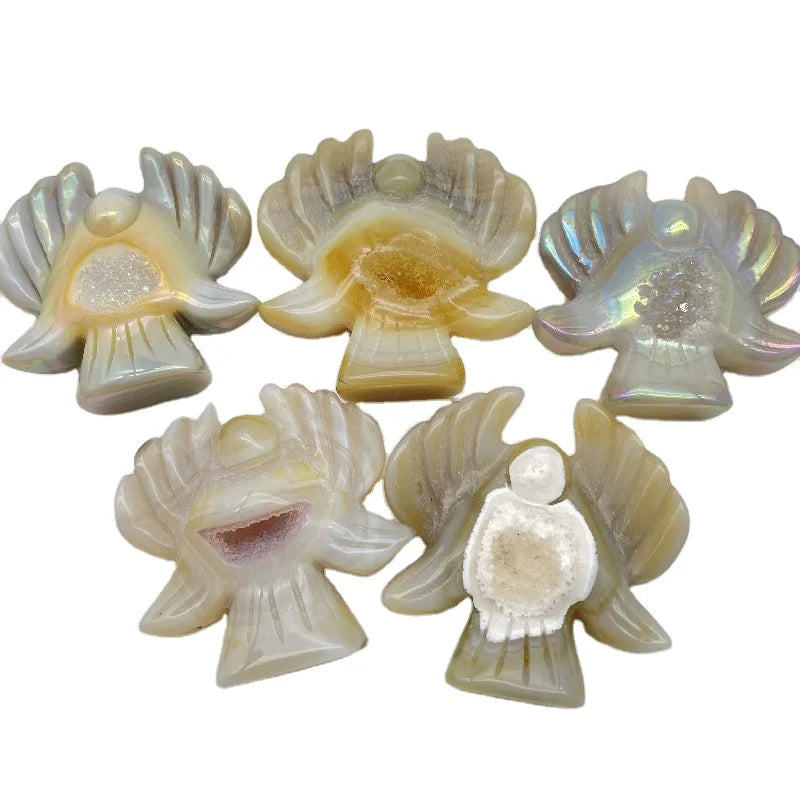 Wholesale Crystal Angel Hand CarvedAgate Crystal Cave Angel Agate Geode Angel for Home Decoration