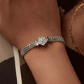 925 Sterling Silver Rose Basic Bracelet Hollow-out Wide Band Chain Platinum Plated for Women Valentine's Day Gift SCB265