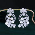 Glamorous Cubic Zirconia Crystal Statement Leaf Flower Drop Dangle Pearl Big Long Wedding Banquet Pageant Earrings for Women