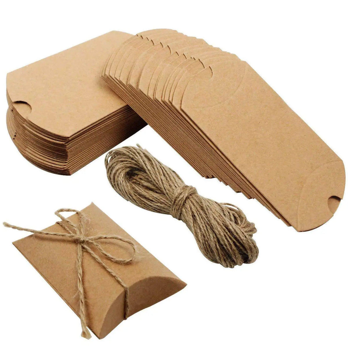 Custom Brand Name Candy Gift Paper Box Recyclable Eco-friendly Brown Kraft Paper Pillow Box