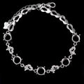 Sterling Silver 6*6mm Semi Mount Bracelet Empty Support Blank Claw Setting S925 Mountain Base Holder Without Stone Inlay for DIY