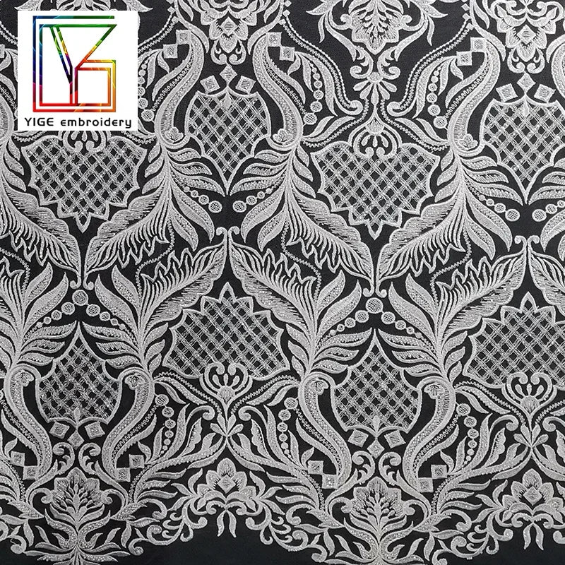 Beautiful Ivory Bridal Embroidery Mesh Lace Fabric for Dress Bridal Party Lace Fabric