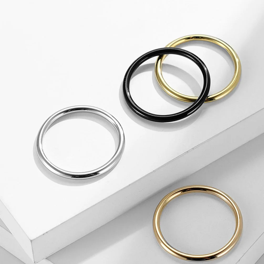 Wholesale Hot Selling Trendy Fashion Gold Plated Thin Single 316L Stainless Steel Titanium Ring Men Women