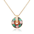 Fatingna Vintage Link Choker Necklace for Women Gold Plated Stainless Steel Pendant Colorful Enamel Trendy Fashion Style Flat