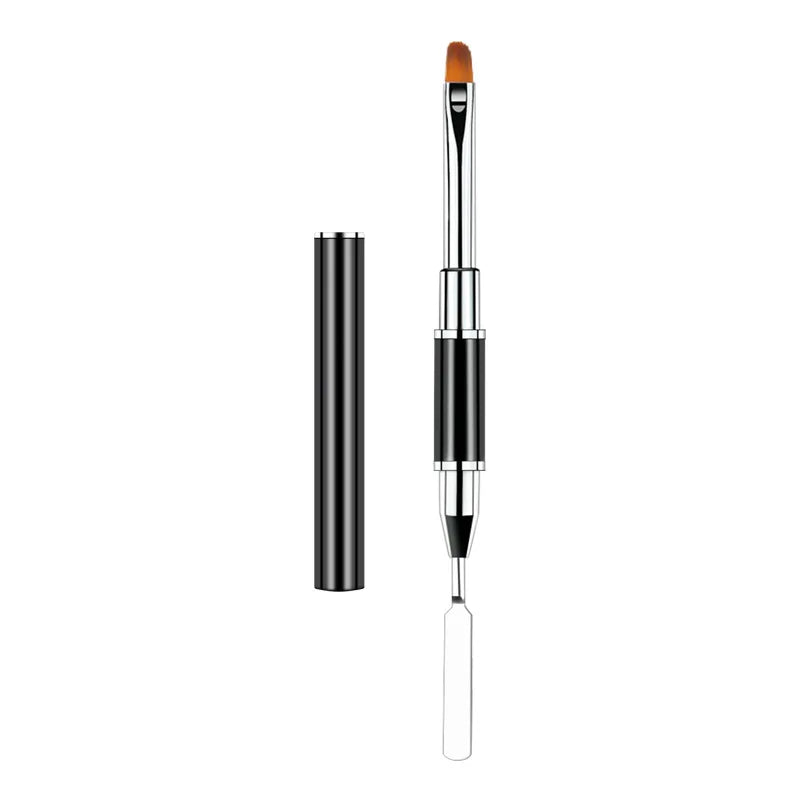 2-in-1 Dual End Nail Brush & Picker Stainless Steel & Nylon for Poly Gel Nail Art Gel Nail Art Brush Picker