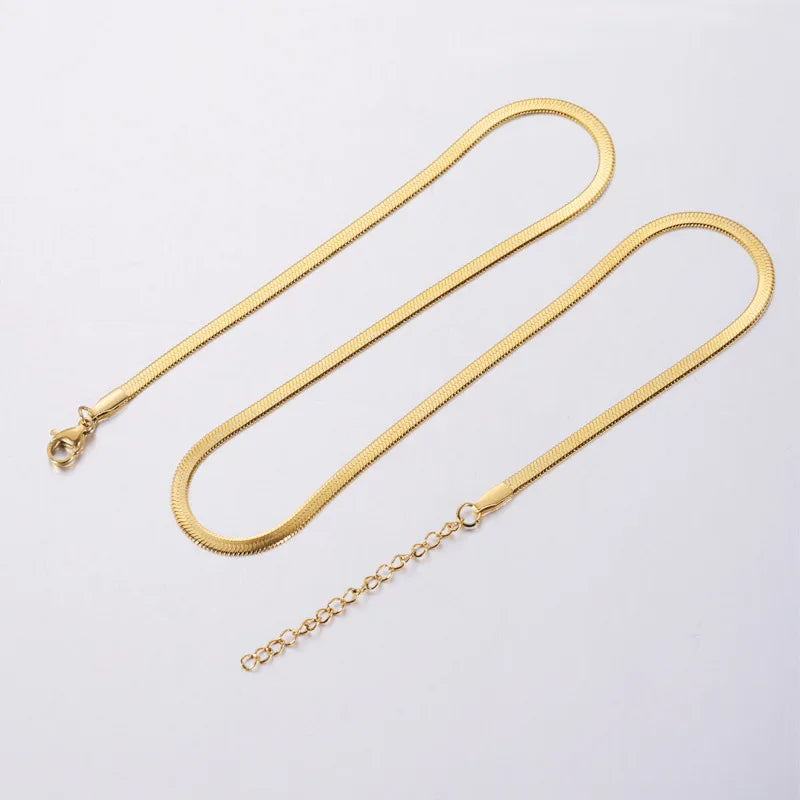 Simple 18K Gold PVD Plated O Style Link Chain Necklace Stainless Steel Cross Chain Jewelry Fitting Accessories for Gifts