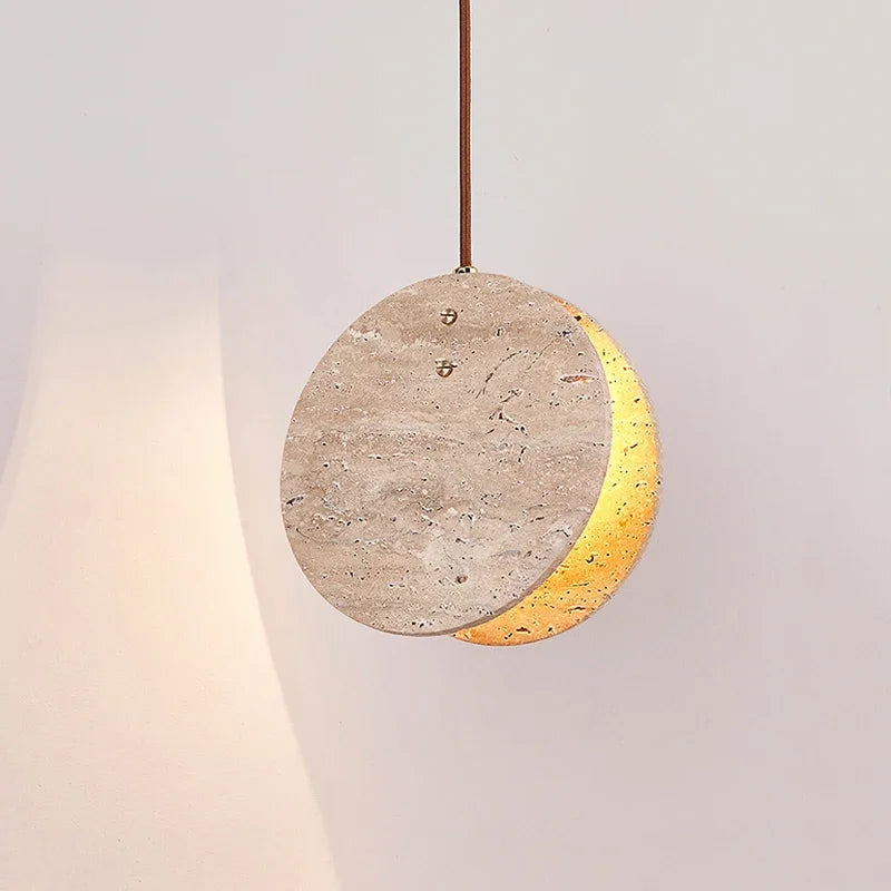 Nordic Cream Style LED Pendant Light Scandinavian Wabi Sabi Yellow Stone Chandelier for Home Decor Living Room Bedroom Apartment