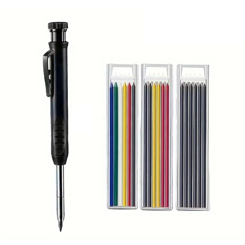 Customizable Carpenter Pencil for DIY Woodworking Engineering Projects 3 Colors Refillable Mechanical Pencil Scriber for Marking