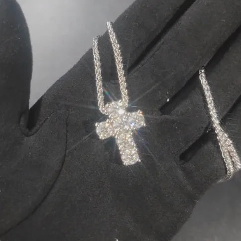 1.2 Inch Mini Gold Plated Moissanite Cross Pendant Fashion Design 925 Sterling Silver Hip Hop Pendants for Men Women