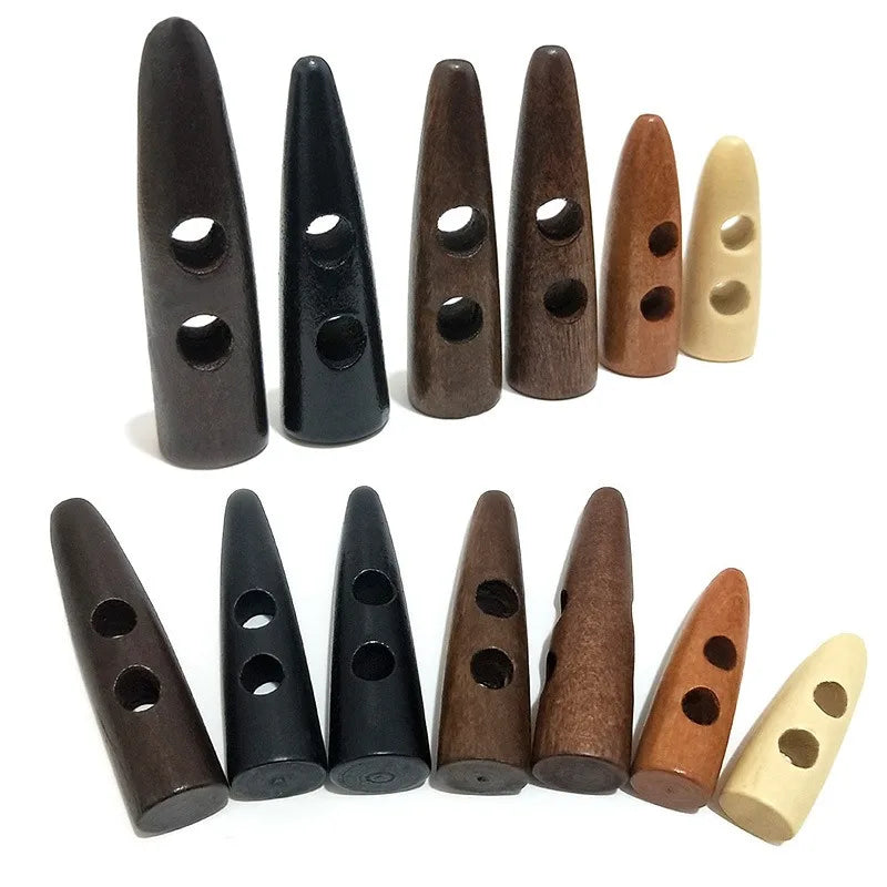 Custom logo Color Size 50mm 2-Holes Natural Coat Wooden Toggle Button