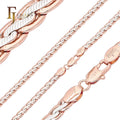 FJ Fallon Fashion Jewelry Spiga Wheat Link Trace Hammered Chain Plated in Rose Gold Two Tone Brass Based