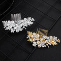 Wedding Hair Comb Clip Bridal Alloy Rhinestone Enamel Flower Crystal Hair Accessories for Girls Elegant Bridal Headpiece