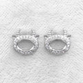 Sterling Silver 5*7mm Semi Mount Stud Earrings Empty Support Blank Claws Setting S925 Base Without Center Stone for DIY Inlay