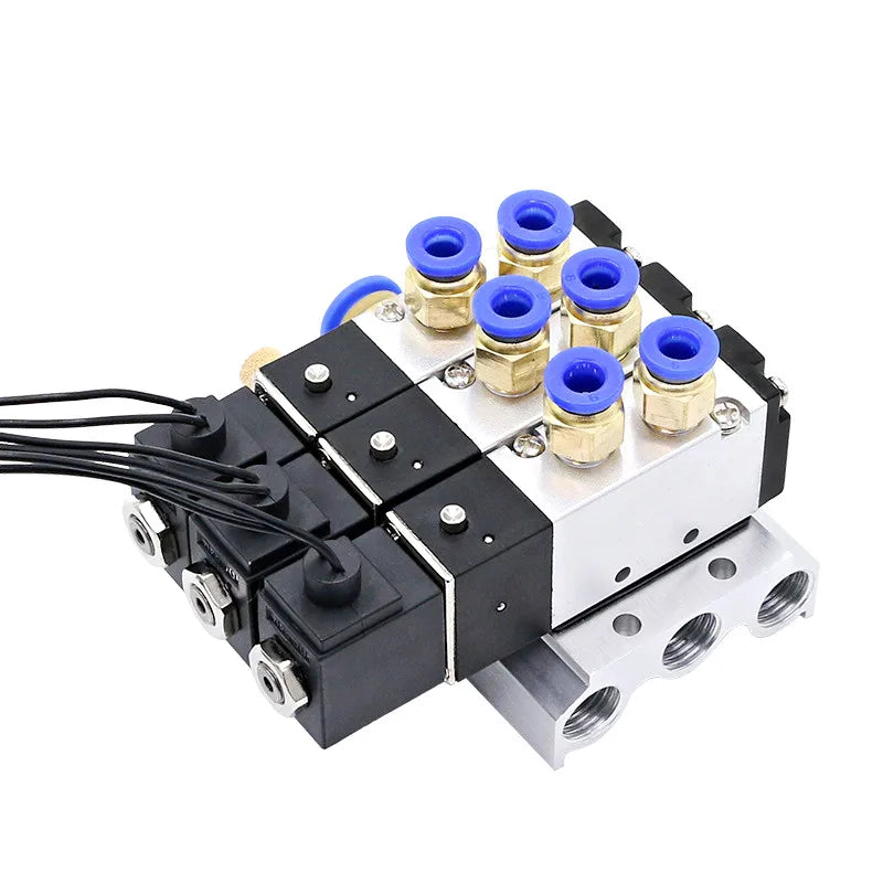 YXPC Terminal 4V110-06 24VDC 220VAC 1/8 Inch Pneumatic Control Distributor Manifold 5/2 air Solenoid Valve for Textile Machine