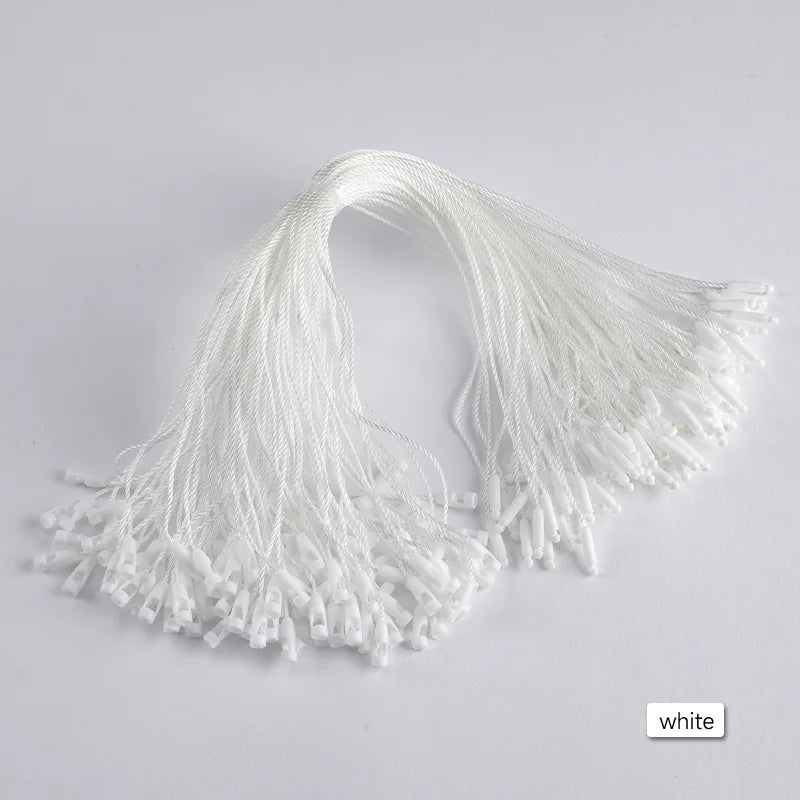 Fast Trading  1000 Pieces  25cm White sealed Label Hanging Tag Rope Plastic Cotton Label Clothing Hanging Rope