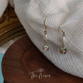 Pendientes Largos S925 Silver Nedle Pearl Vintage Earrings Pink Glass Female Retro Freshwater Pearl Gold Filled Earrings