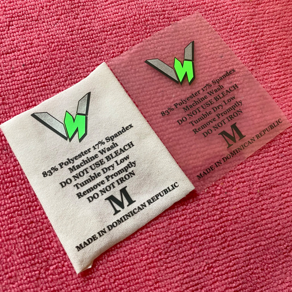 Durable size heat transfer stickercare instruction heat transfer label for shirt collar