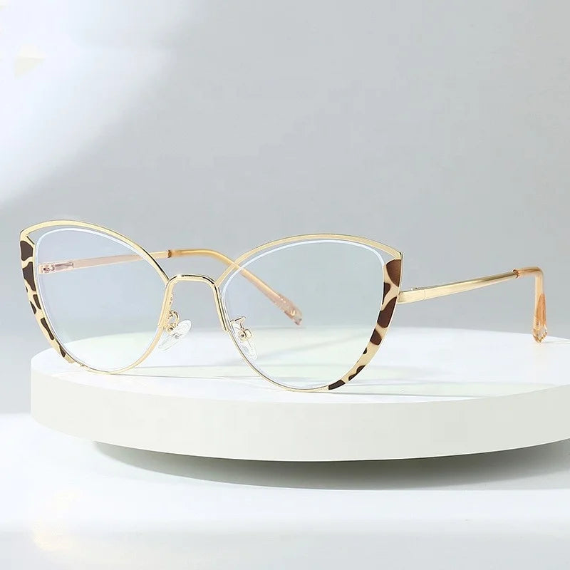 Jiuling Eyewear Optical Computer Eye Glasses Cat Eye Anti Blue Light Glasses Blocking Metal Eyeglasses Frames for Women