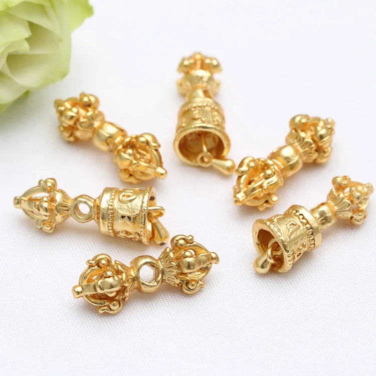 JS1694 Jewelry Supplies Matte Gold Plated Vajra Dorje Vajry Pestle Pendants Beads Tibetan Buddhist Spiritual Prayer Meditation