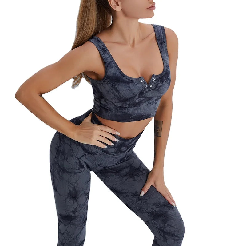 GC Seamless Quick-Drying Tie Dye Sports Set Ropa Deportiva Mujer Tie Dye Kit Leggins Push up Tie Dye Yoga Sets